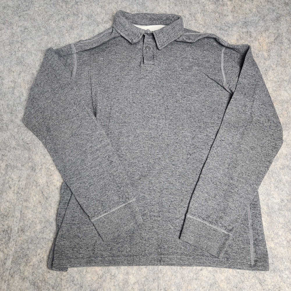 LL Bean River Driver Polo Shirt Men L Tall Gray Two Layer Wool Blend Slim Fit